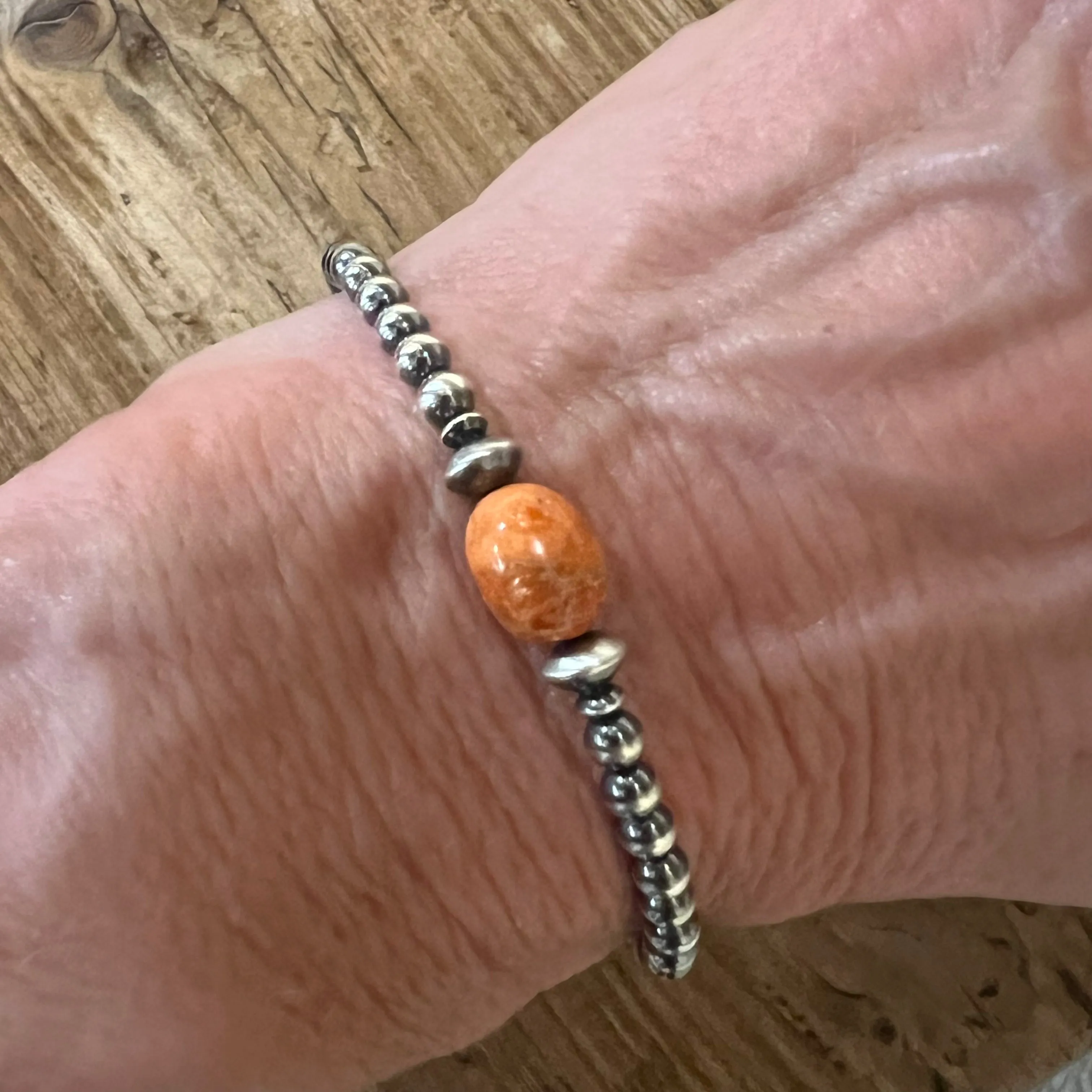 Navajo Pearl Apple Coral Bracelet