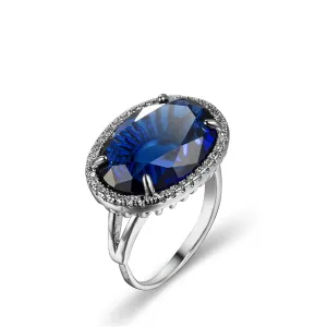 Navy Crystal & Cubic Zirconia Oval-Cut Ring