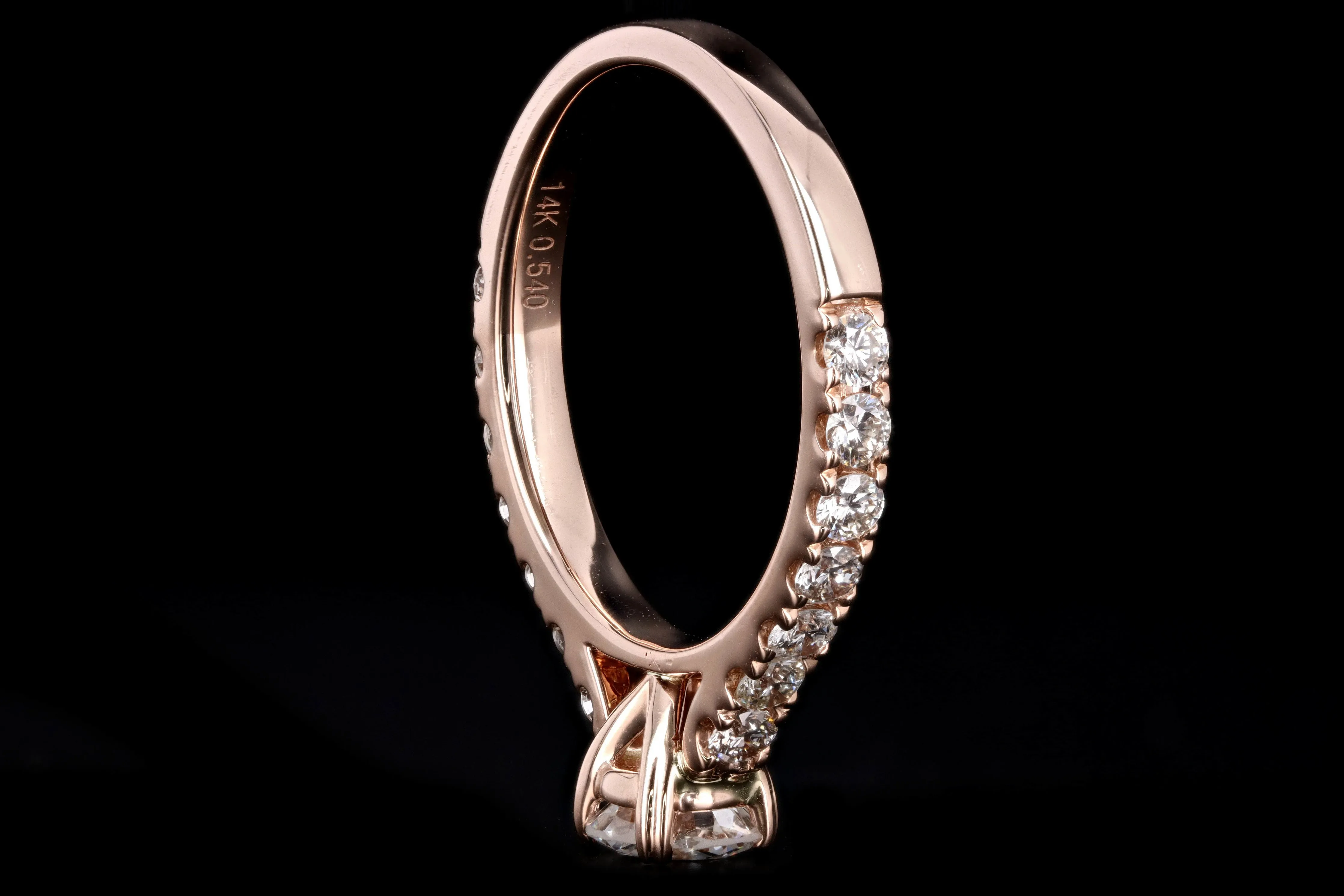 New 14K Rose Gold .54 Carat Round Brilliant Diamond Engagement Ring
