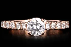 New 14K Rose Gold .54 Carat Round Brilliant Diamond Engagement Ring