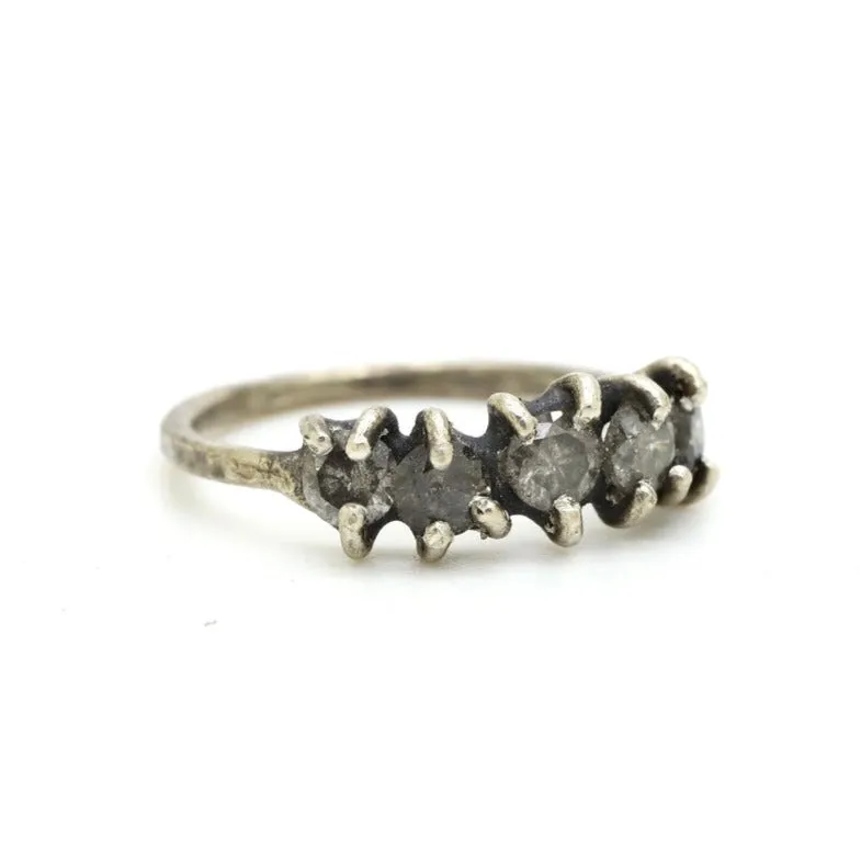 NEW! Five Stone Diamond Ring in Sterling Silver by Sasha Walsh