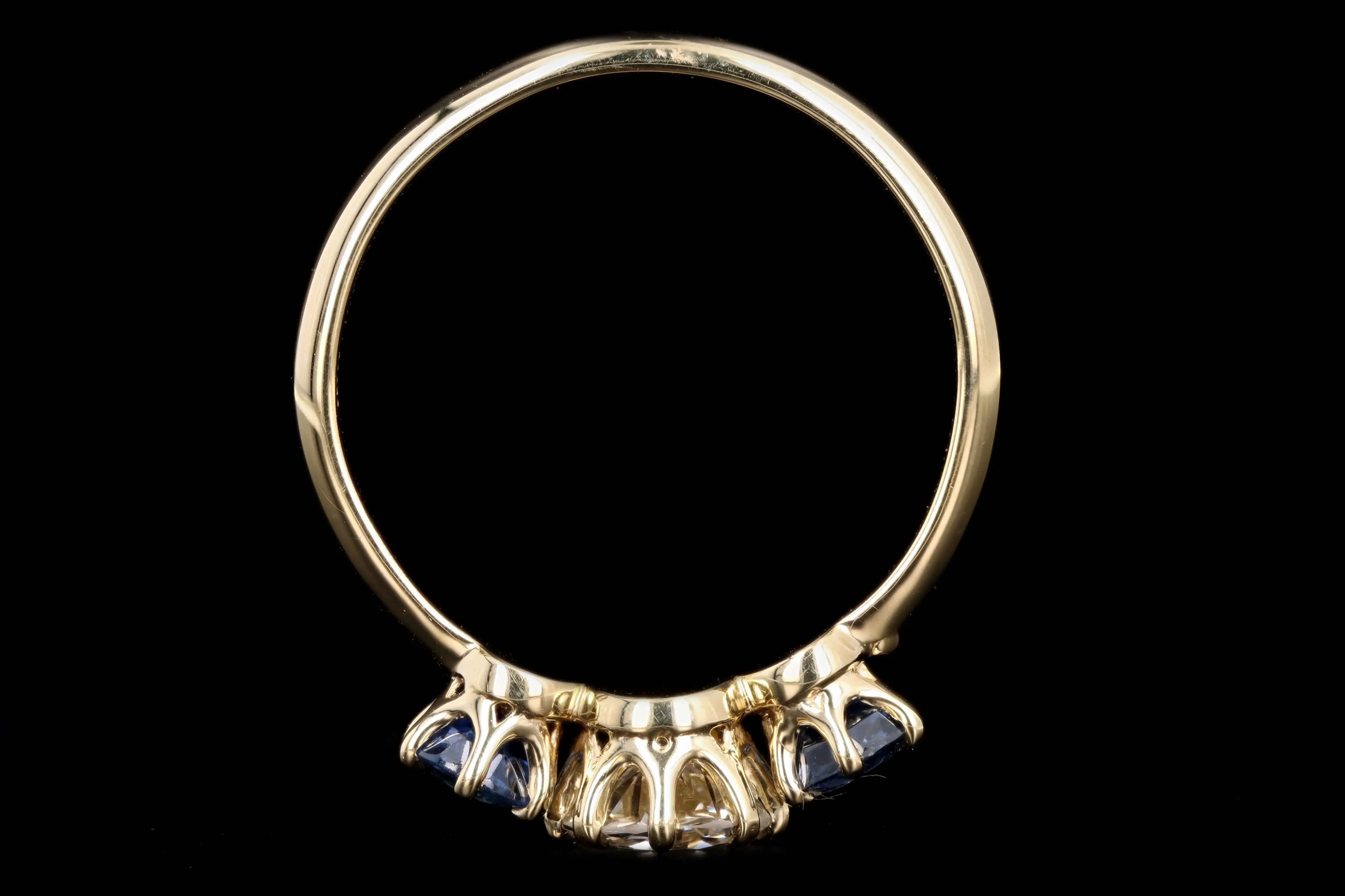 New Vintage Inspired 18K Yellow Gold .65 Carat Old European Cut Diamond & Yogo Gulch Sapphire Ring