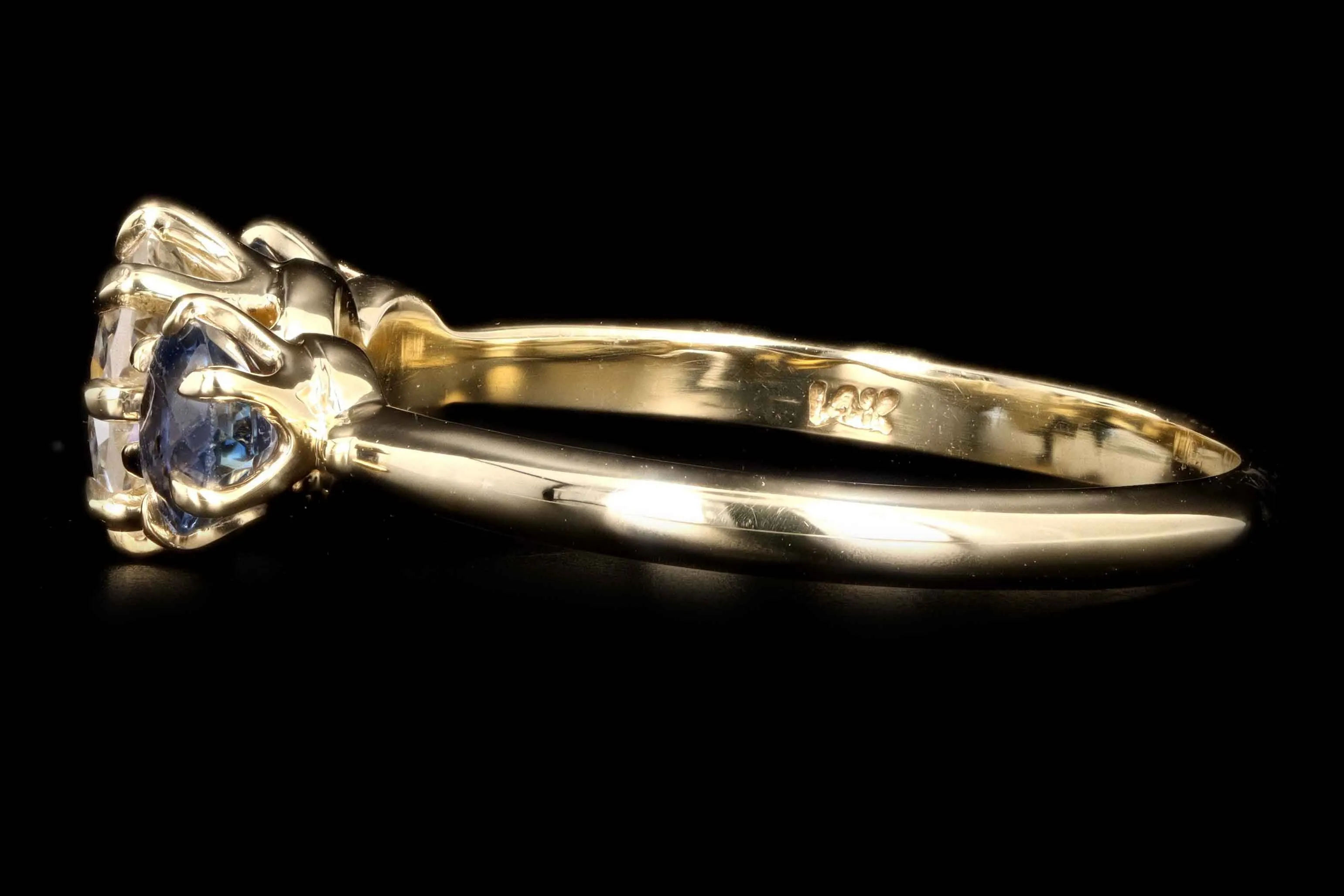 New Vintage Inspired 18K Yellow Gold .65 Carat Old European Cut Diamond & Yogo Gulch Sapphire Ring