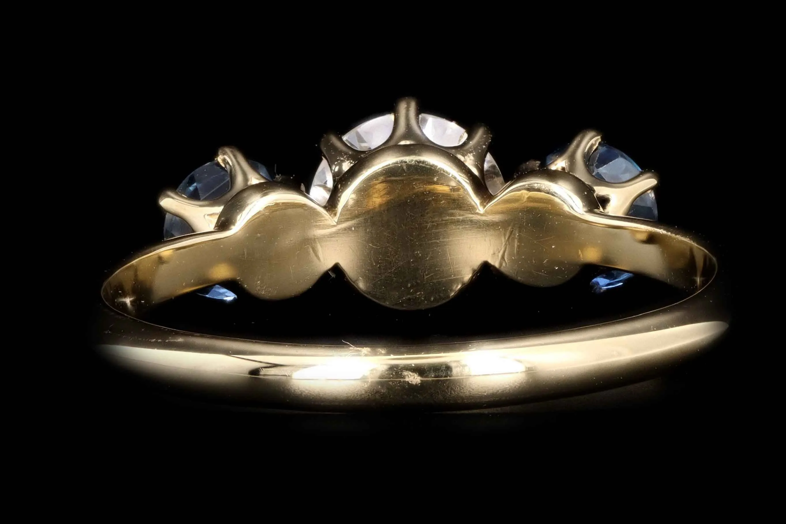 New Vintage Inspired 18K Yellow Gold .65 Carat Old European Cut Diamond & Yogo Gulch Sapphire Ring