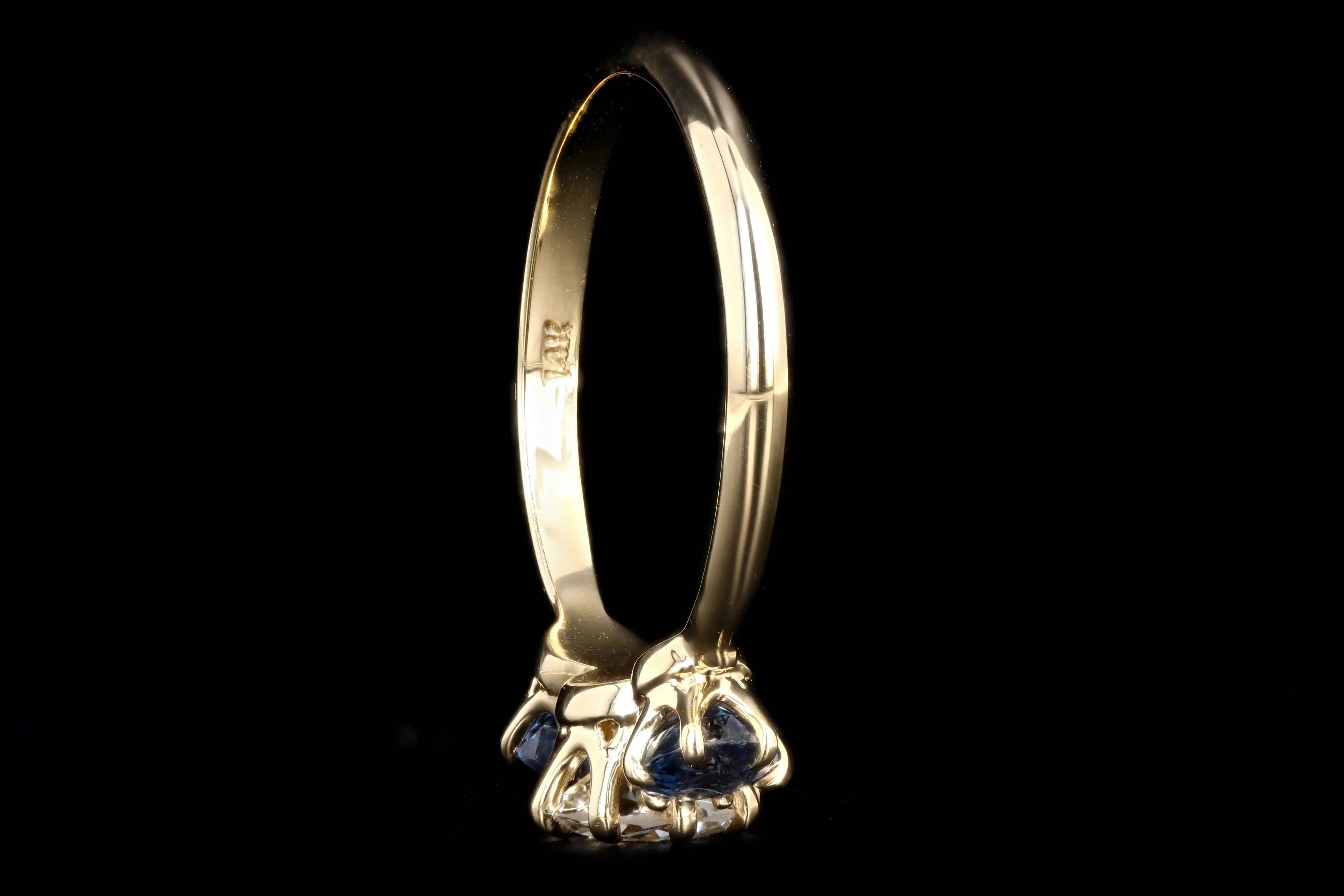 New Vintage Inspired 18K Yellow Gold .65 Carat Old European Cut Diamond & Yogo Gulch Sapphire Ring