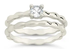 Nicola Molten CZ Band Ring Set