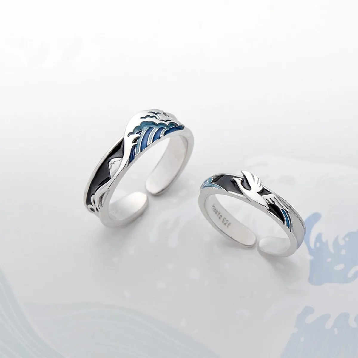 Ocean Surf Couple's Rings