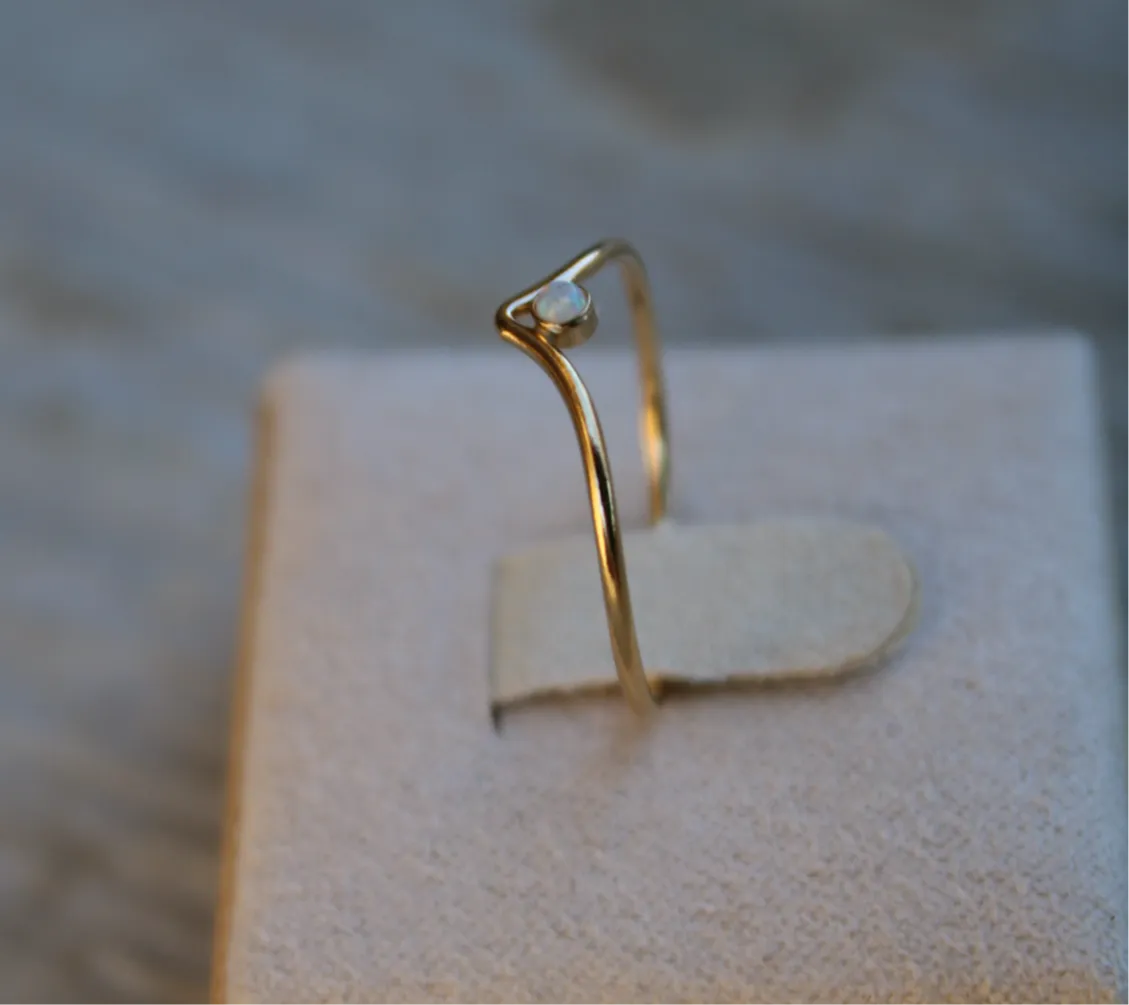 Opal Chevron Stacking Ring - 14k Gold Filled