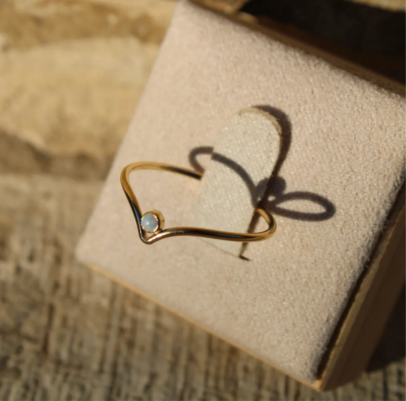 Opal Chevron Stacking Ring - 14k Gold Filled