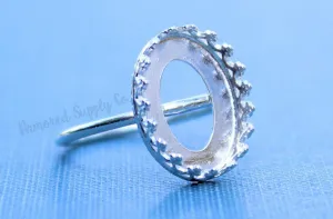 Oval 14x10mm Crown Bezel Cup Ring blank Silver - 14g ring band