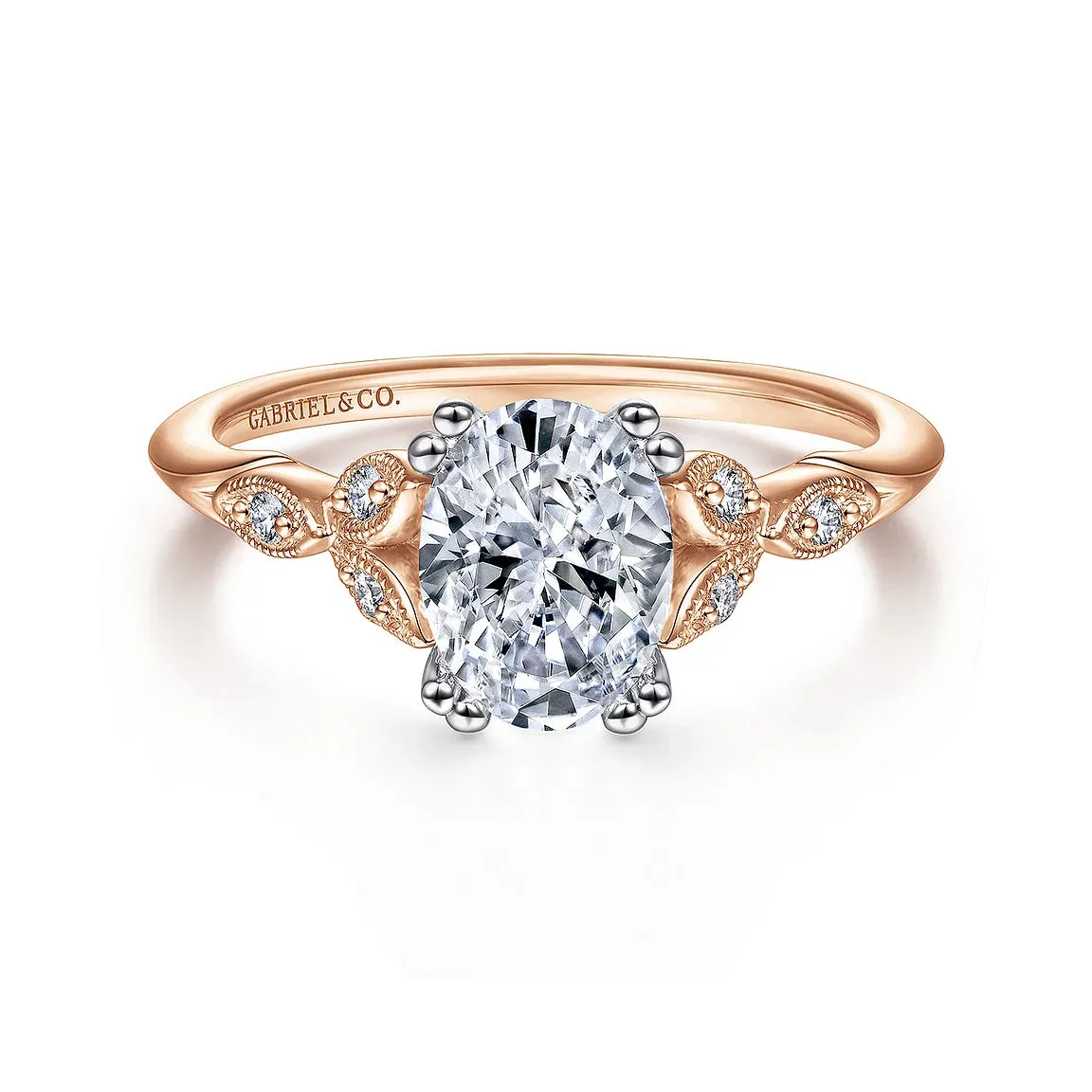 Oval and Petal Diamond Engagement Ring Mounting