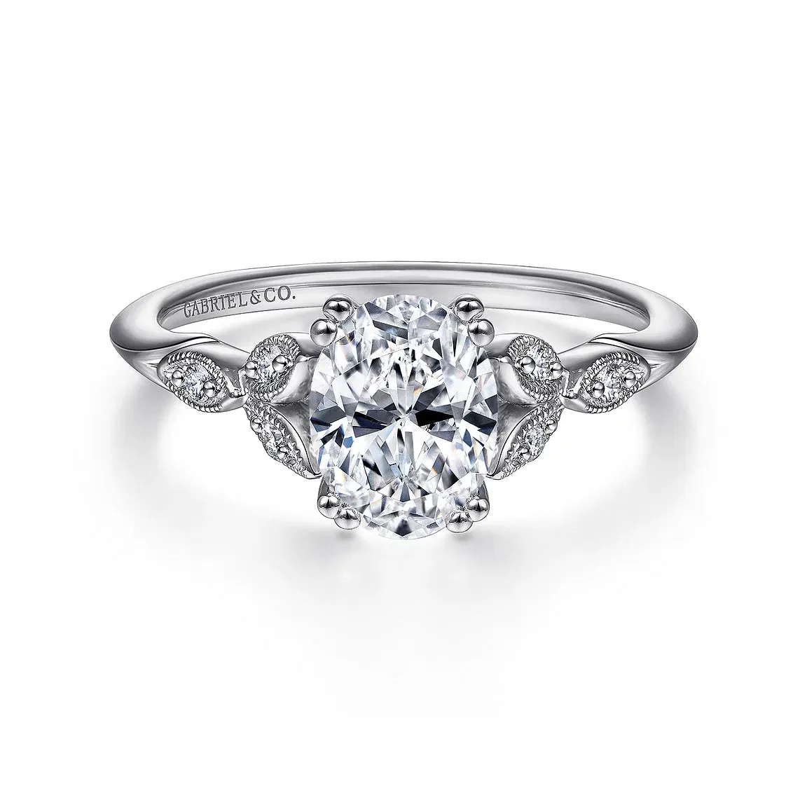 Oval and Petal Diamond Engagement Ring Mounting