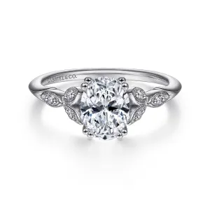 Oval and Petal Diamond Engagement Ring Mounting