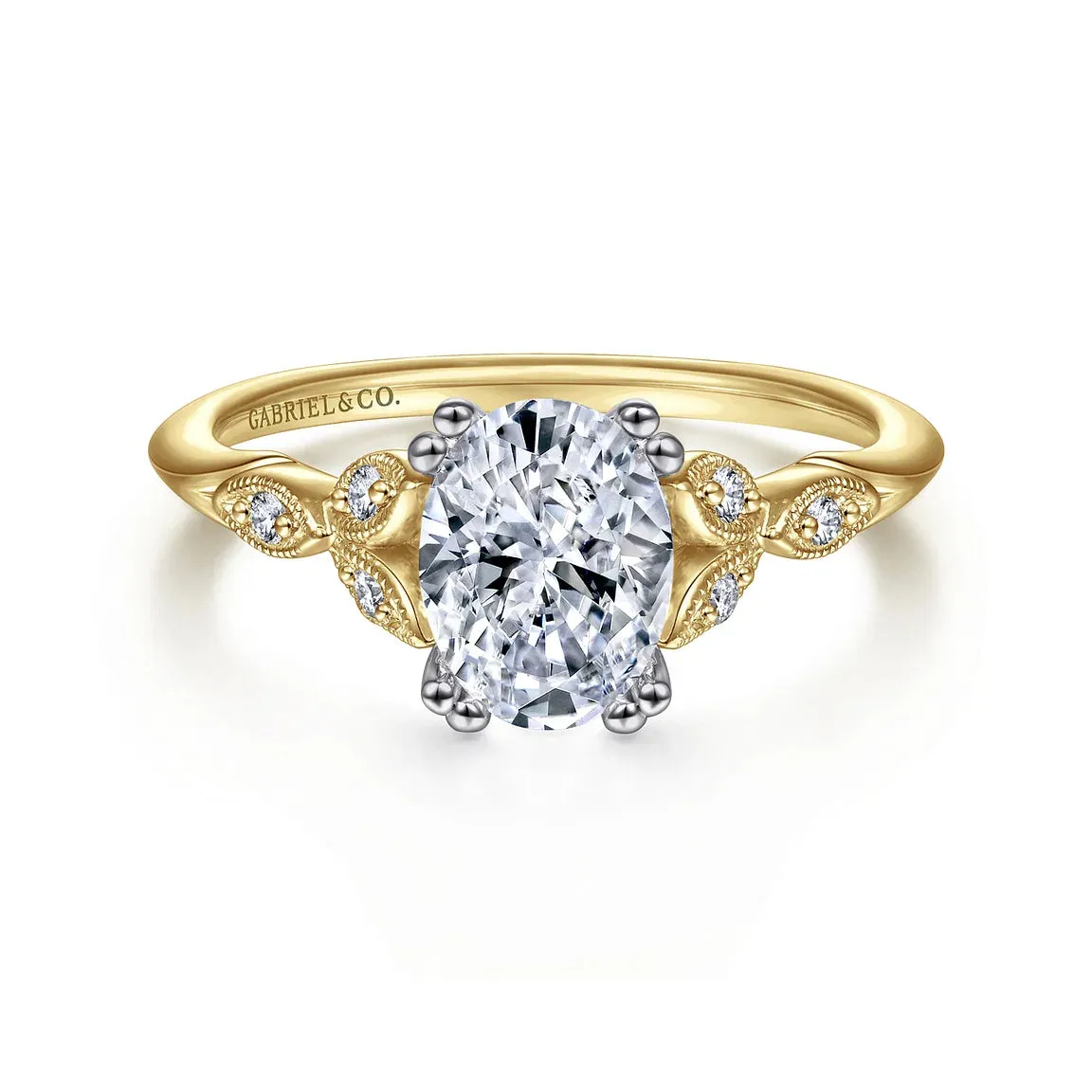 Oval and Petal Diamond Engagement Ring Mounting