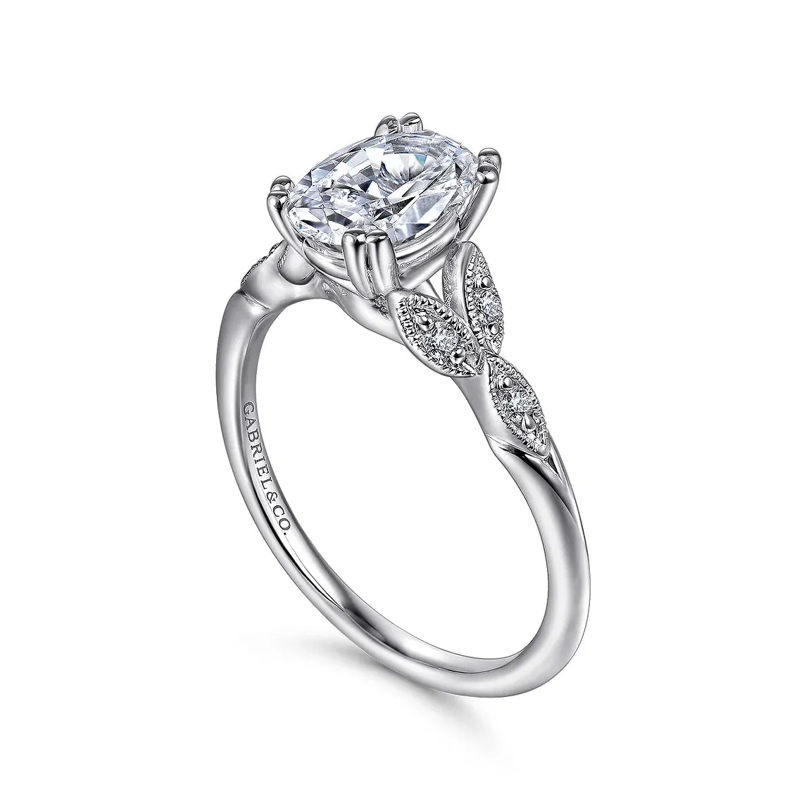 Oval and Petal Diamond Engagement Ring Mounting