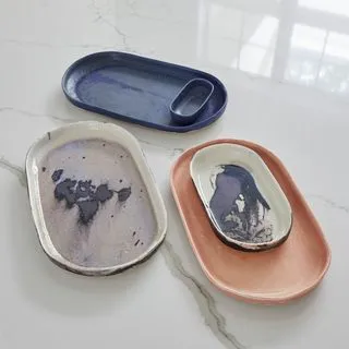 Oval Artisan Pottery Tray- Mini