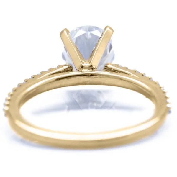 Oval Center Stone 4 Prongs Diamond Accent Ice Cathedral Solitaire Ring