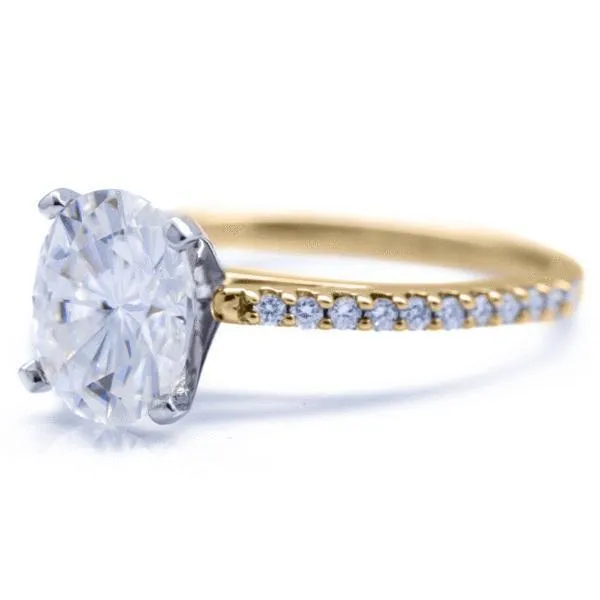 Oval Center Stone 4 Prongs Diamond Accent Ice Cathedral Solitaire Ring
