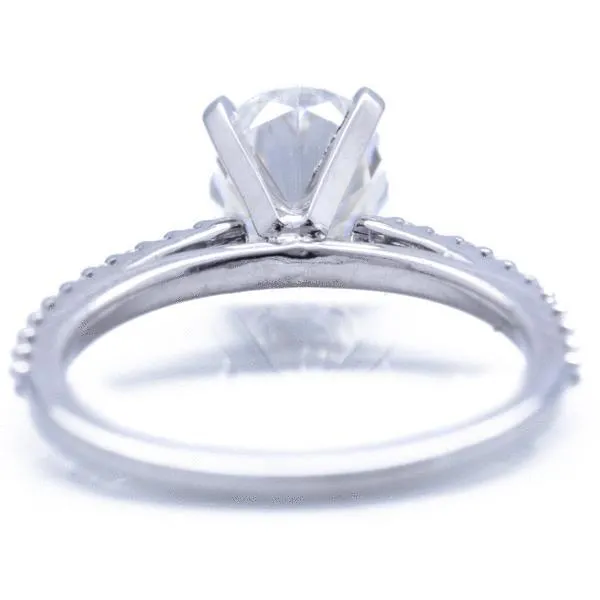 Oval Center Stone 4 Prongs Diamond Accent Ice Cathedral Solitaire Ring