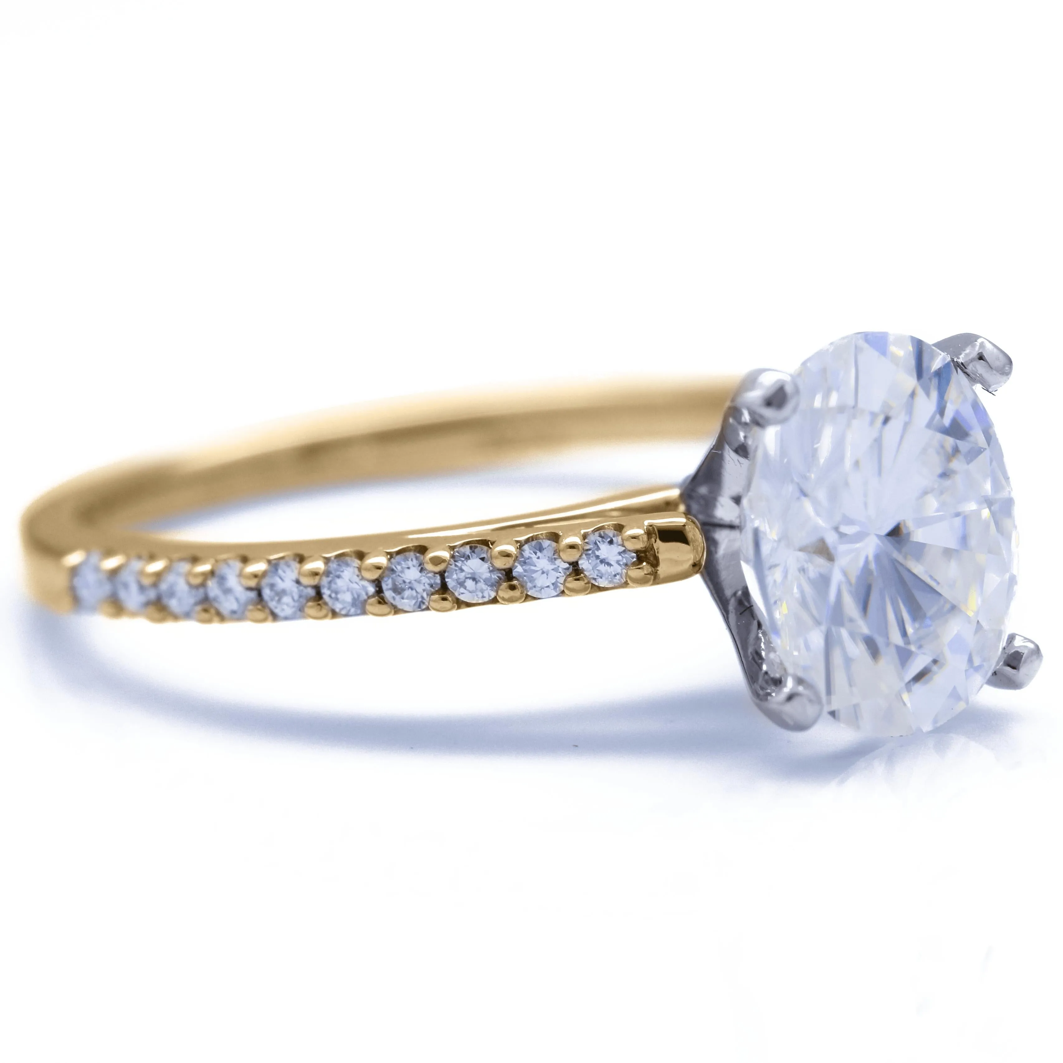 Oval Center Stone 4 Prongs Diamond Accent Ice Cathedral Solitaire Ring