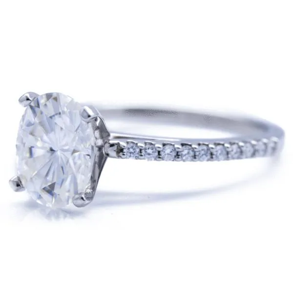 Oval Center Stone 4 Prongs Diamond Accent Ice Cathedral Solitaire Ring