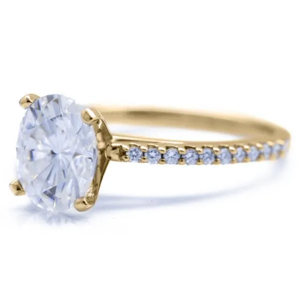 Oval Center Stone 4 Prongs Diamond Accent Ice Cathedral Solitaire Ring