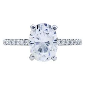 Oval Center Stone 4 Prongs Diamond Accent Ice Cathedral Solitaire Ring