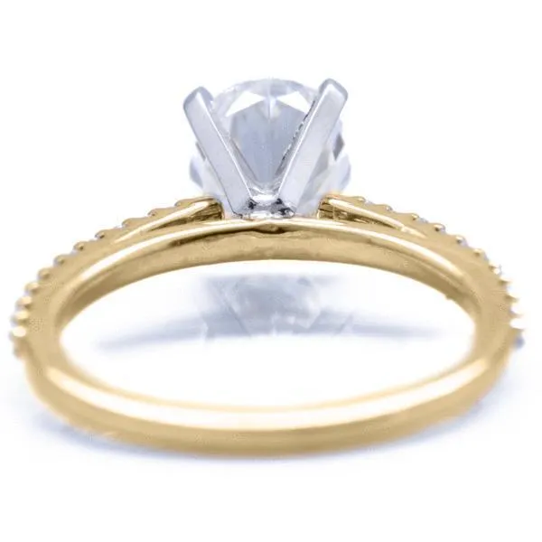 Oval Center Stone 4 Prongs Diamond Accent Ice Cathedral Solitaire Ring