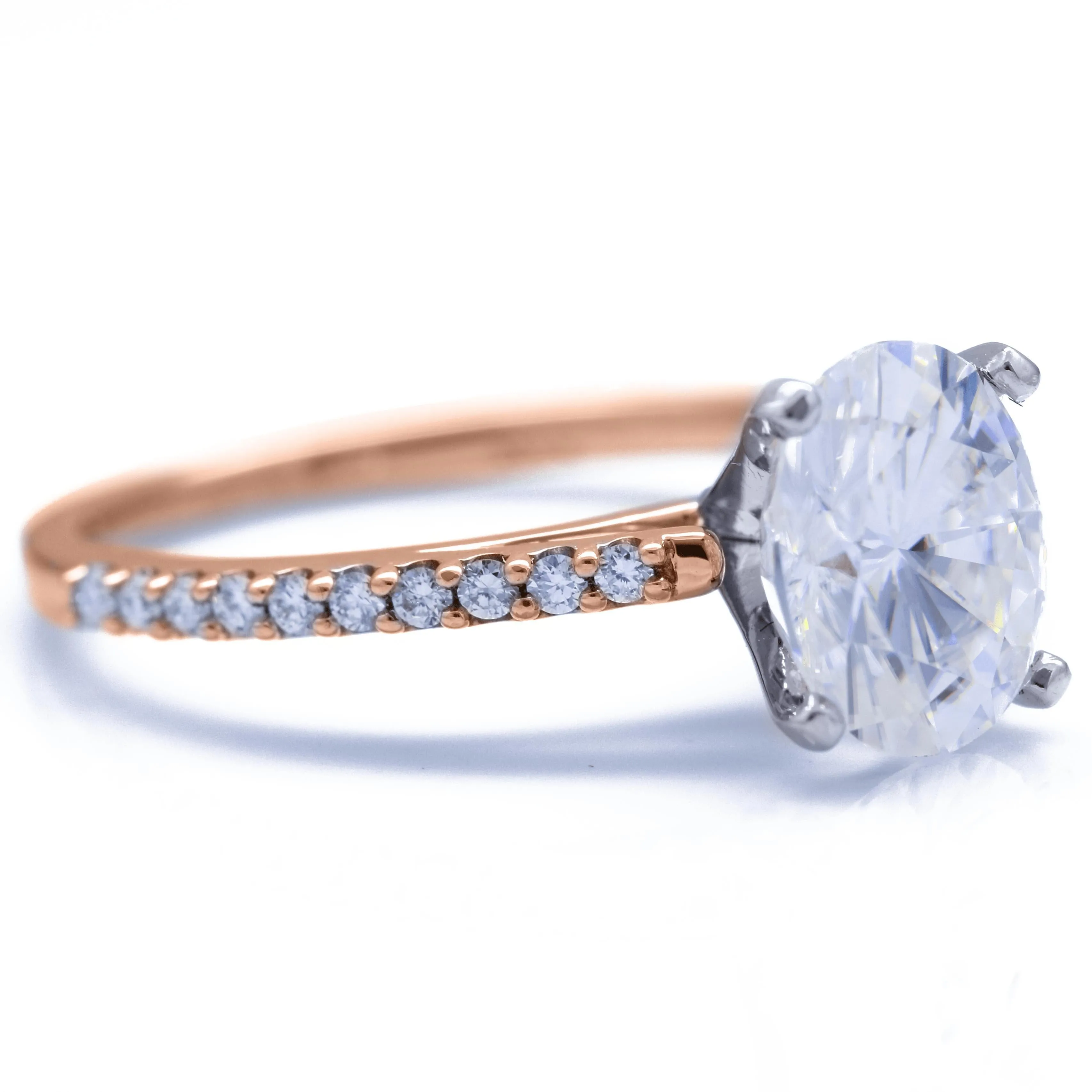 Oval Center Stone 4 Prongs Diamond Accent Ice Cathedral Solitaire Ring