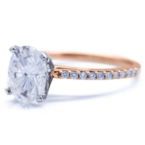 Oval Center Stone 4 Prongs Diamond Accent Ice Cathedral Solitaire Ring