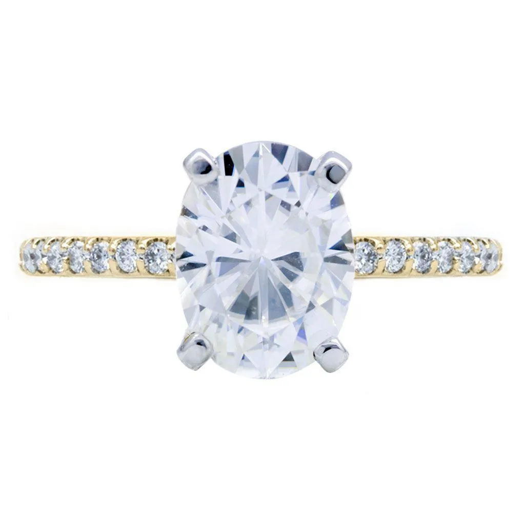 Oval Center Stone 4 Prongs Diamond Accent Ice Cathedral Solitaire Ring