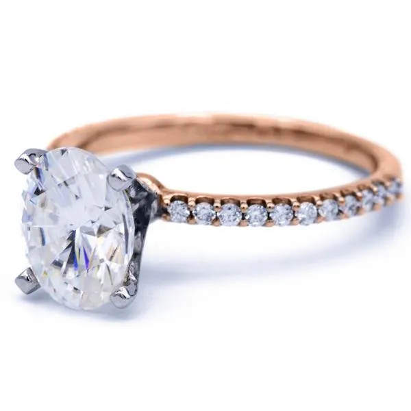 Oval Center Stone 4 Prongs Diamond Accent Ice Solitaire Ring