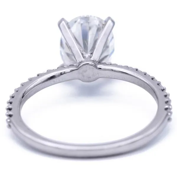 Oval Center Stone 4 Prongs Diamond Accent Ice Solitaire Ring