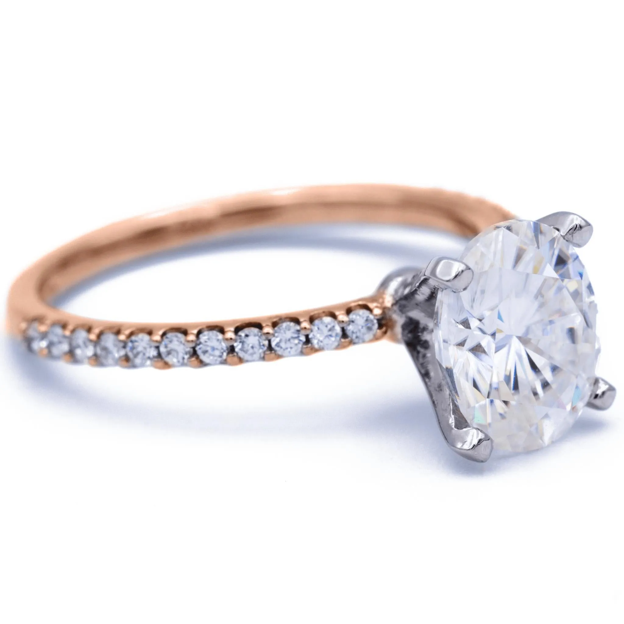 Oval Center Stone 4 Prongs Diamond Accent Ice Solitaire Ring