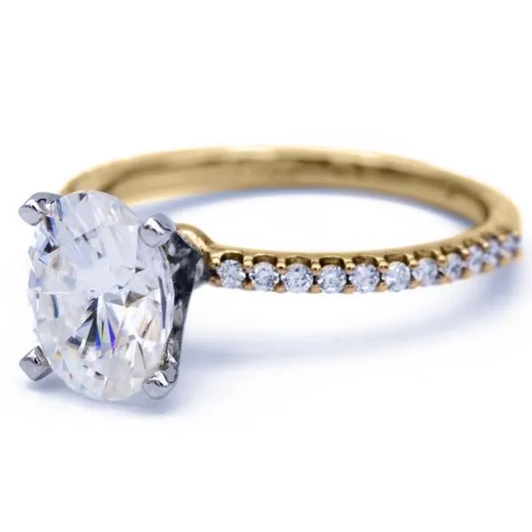 Oval Center Stone 4 Prongs Diamond Accent Ice Solitaire Ring