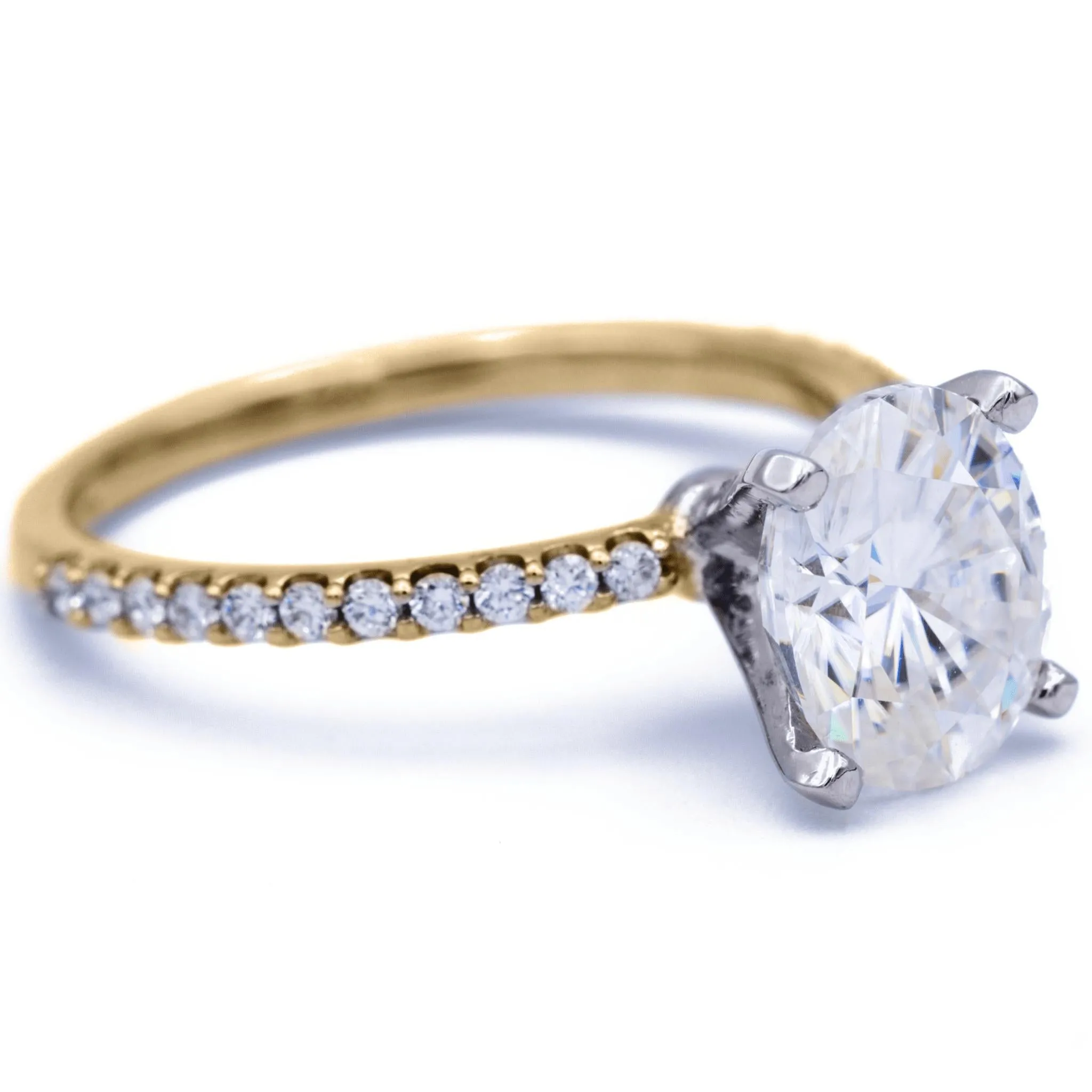 Oval Center Stone 4 Prongs Diamond Accent Ice Solitaire Ring