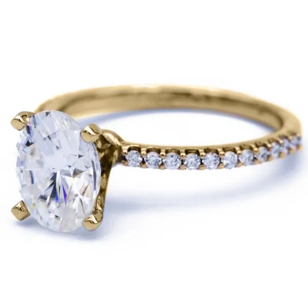 Oval Center Stone 4 Prongs Diamond Accent Ice Solitaire Ring