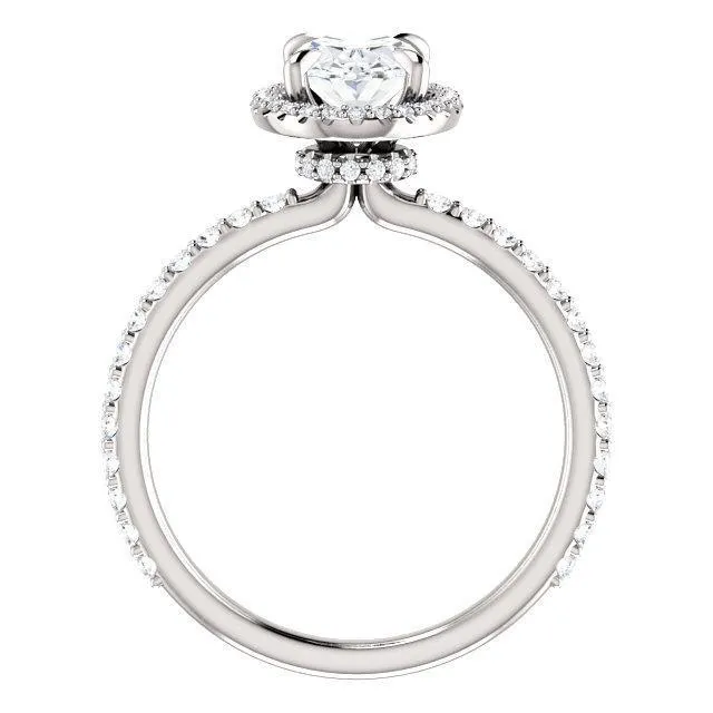Oval Center Stone Diamond Accent Ice Halo Collar Ring
