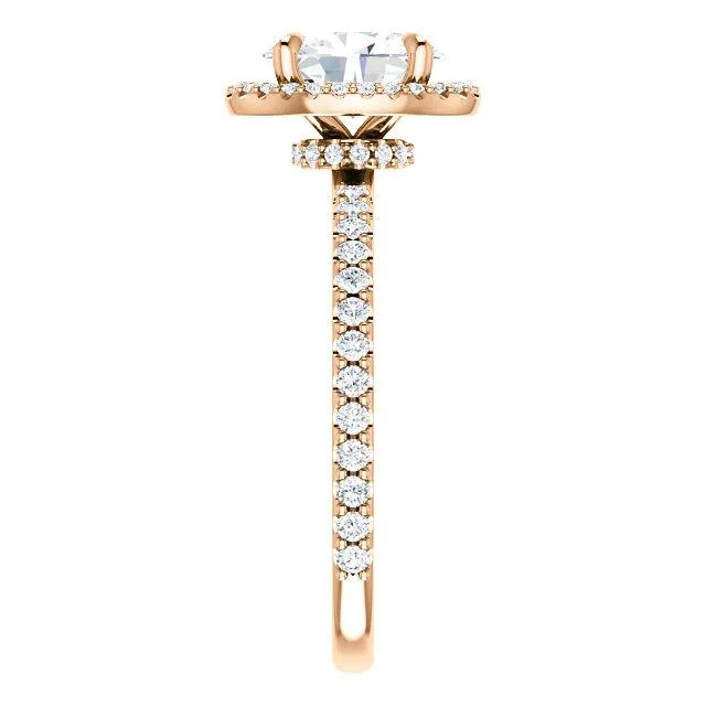 Oval Center Stone Diamond Accent Ice Halo Collar Ring