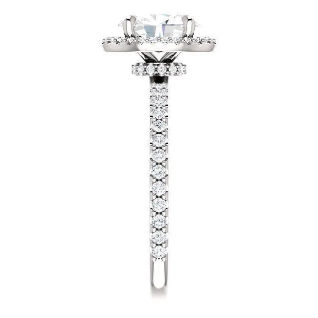 Oval Center Stone Diamond Accent Ice Halo Collar Ring