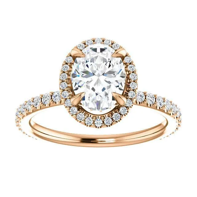 Oval Center Stone Diamond Accent Ice Halo Collar Ring
