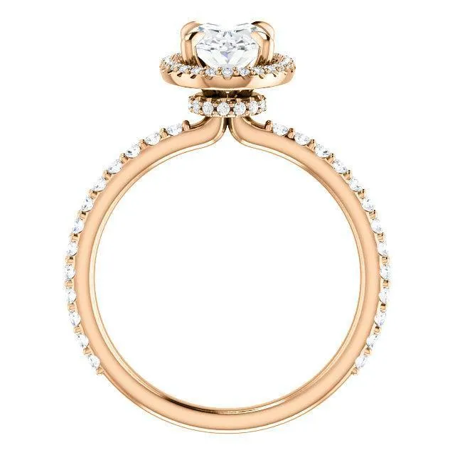 Oval Center Stone Diamond Accent Ice Halo Collar Ring