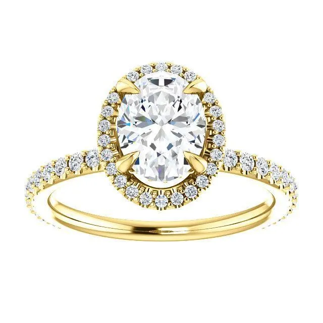 Oval Center Stone Diamond Accent Ice Halo Collar Ring