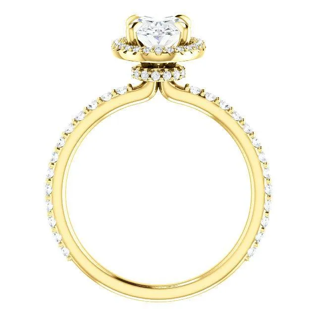 Oval Center Stone Diamond Accent Ice Halo Collar Ring