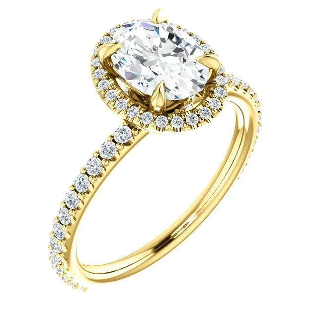 Oval Center Stone Diamond Accent Ice Halo Collar Ring