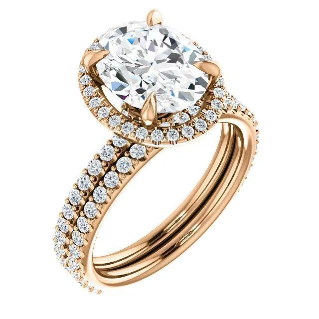 Oval Center Stone Diamond Accent Ice Halo Collar Ring