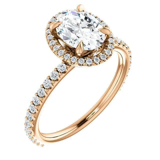 Oval Center Stone Diamond Accent Ice Halo Collar Ring