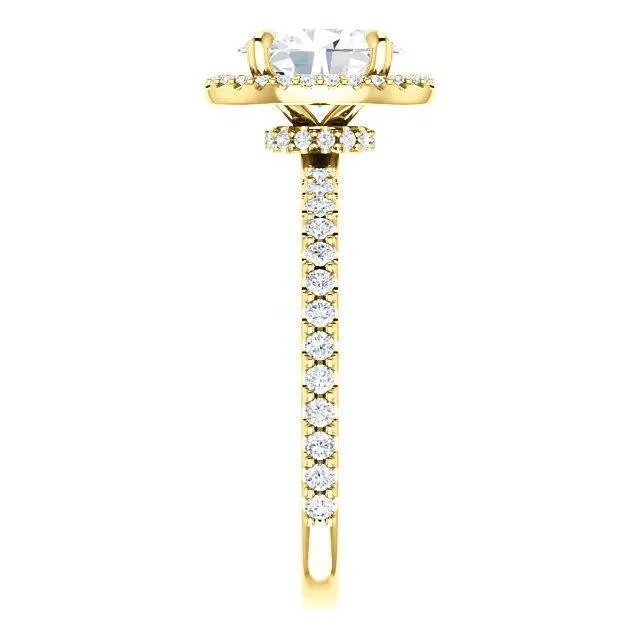 Oval Center Stone Diamond Accent Ice Halo Collar Ring
