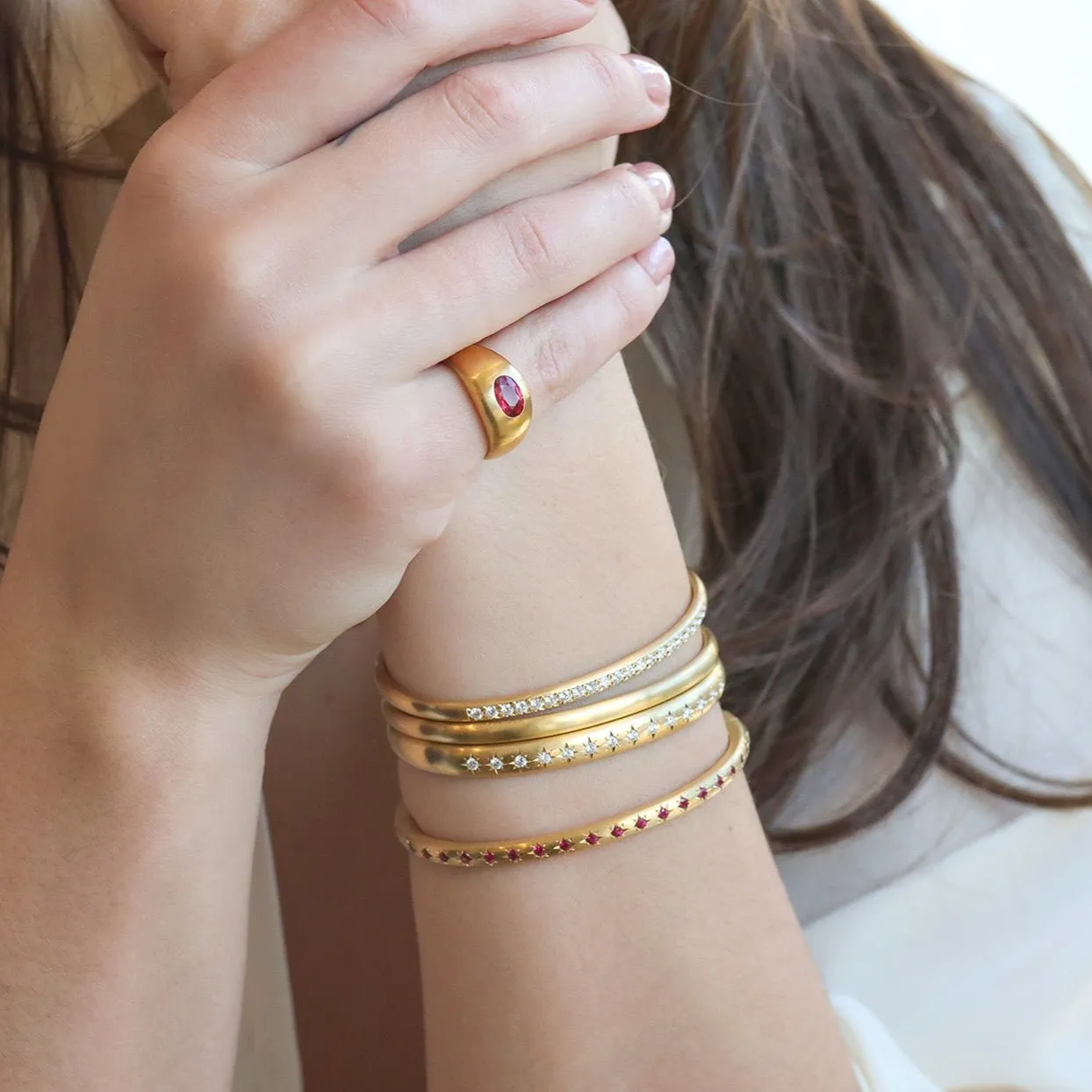 Oval Faceted Mozambique Ruby Signet Ring
