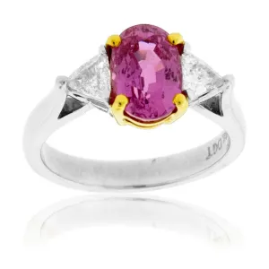 Oval Pink Sapphire & Diamond Ring